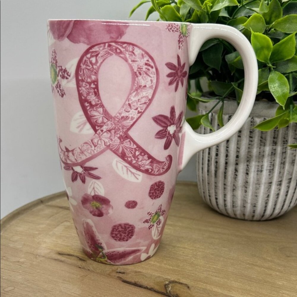 CANCER SURVIVOR 16 oz Ceramic Pink Floral Coffee Mug